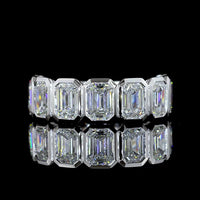 14K White Gold 3/4 Eternity Band with North-South Bezel Set Emerald Cut Lab Diamonds - 4.54 Carats Total Diamond Weight - Covaloro Fine Jewelry