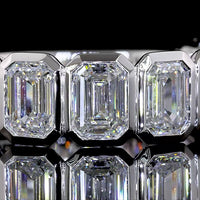14K White Gold 3/4 Eternity Band with North-South Bezel Set Emerald Cut Lab Diamonds - 4.54 Carats Total Diamond Weight - Covaloro Fine Jewelry
