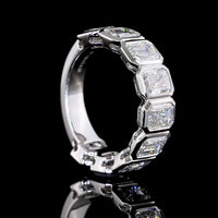 14K White Gold 3/4 Eternity Band with North-South Bezel Set Emerald Cut Lab Diamonds - 4.54 Carats Total Diamond Weight - Covaloro Fine Jewelry