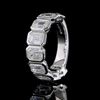 14K White Gold 3/4 Eternity Band with North-South Bezel Set Emerald Cut Lab Diamonds - 4.54 Carats Total Diamond Weight - Covaloro Fine Jewelry
