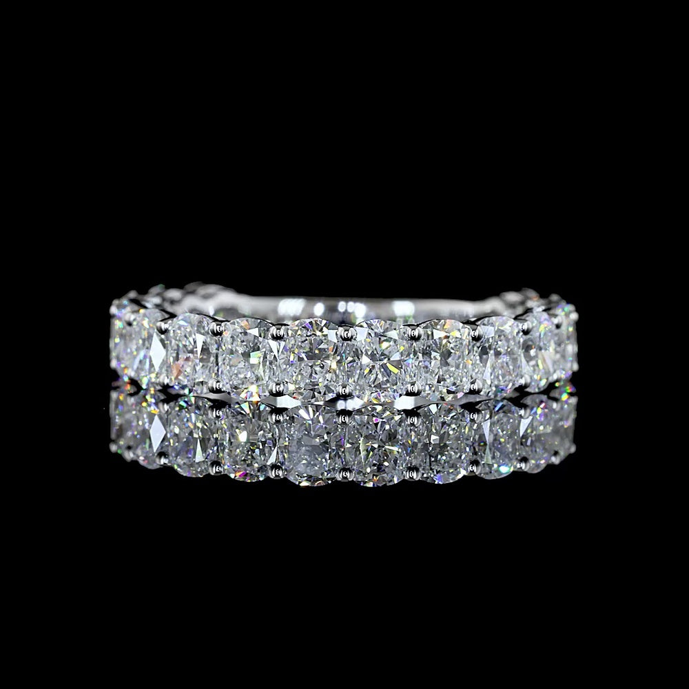 14K White Gold 3/4 Eternity Band with North-South Cushion Brilliant Lab Diamonds - 2.60 Carats Total Diamond Weight - Covaloro Fine Jewelry
