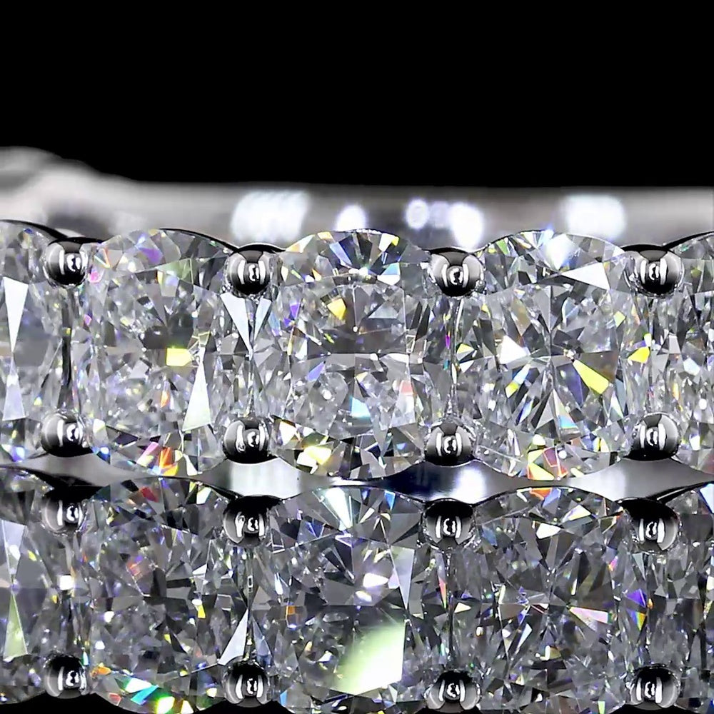 14K White Gold 3/4 Eternity Band with North-South Cushion Brilliant Lab Diamonds - 2.60 Carats Total Diamond Weight - Covaloro Fine Jewelry
