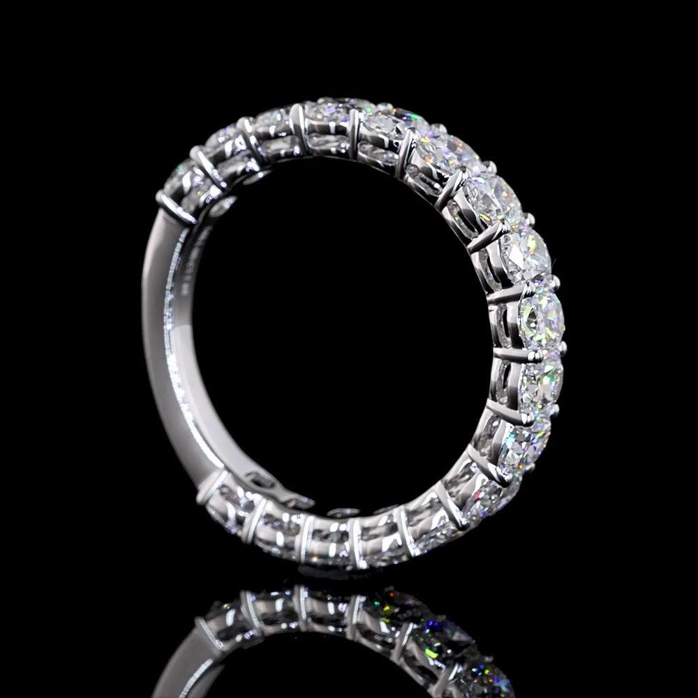 14K White Gold 3/4 Eternity Band with North-South Cushion Brilliant Lab Diamonds - 2.60 Carats Total Diamond Weight - Covaloro Fine Jewelry