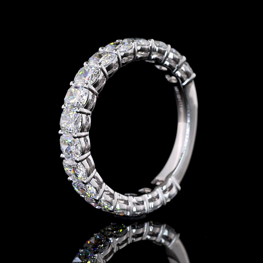 14K White Gold 3/4 Eternity Band with North-South Cushion Brilliant Lab Diamonds - 2.60 Carats Total Diamond Weight - Covaloro Fine Jewelry