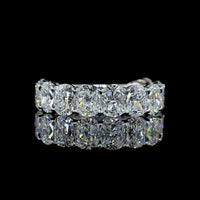 14K White Gold 3/4 Eternity Band with North-South Cushion Brilliant Lab Diamonds - 5.12 Carats Total Diamond Weight - Covaloro Fine Jewelry