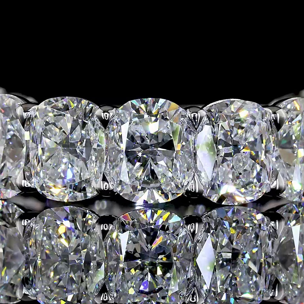 14K White Gold 3/4 Eternity Band with North-South Cushion Brilliant Lab Diamonds - 5.12 Carats Total Diamond Weight - Covaloro Fine Jewelry