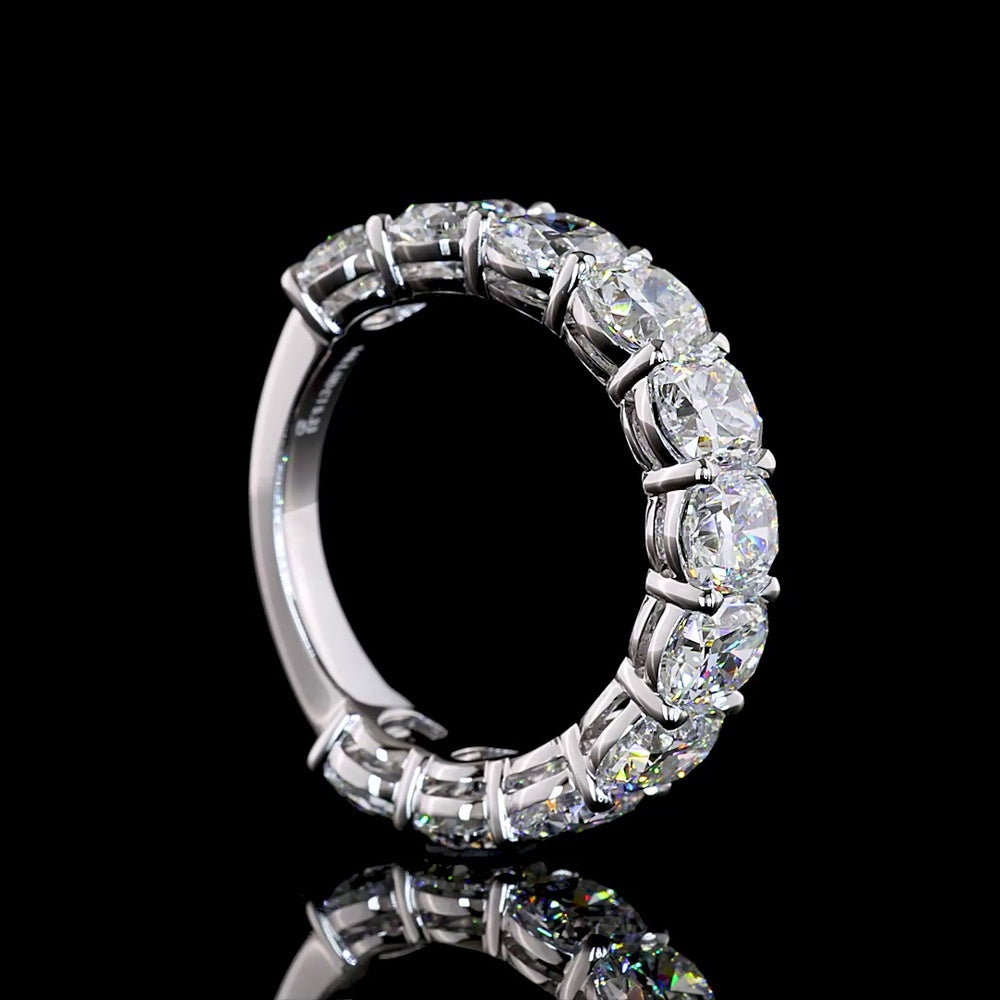 14K White Gold 3/4 Eternity Band with North-South Cushion Brilliant Lab Diamonds - 5.12 Carats Total Diamond Weight - Covaloro Fine Jewelry