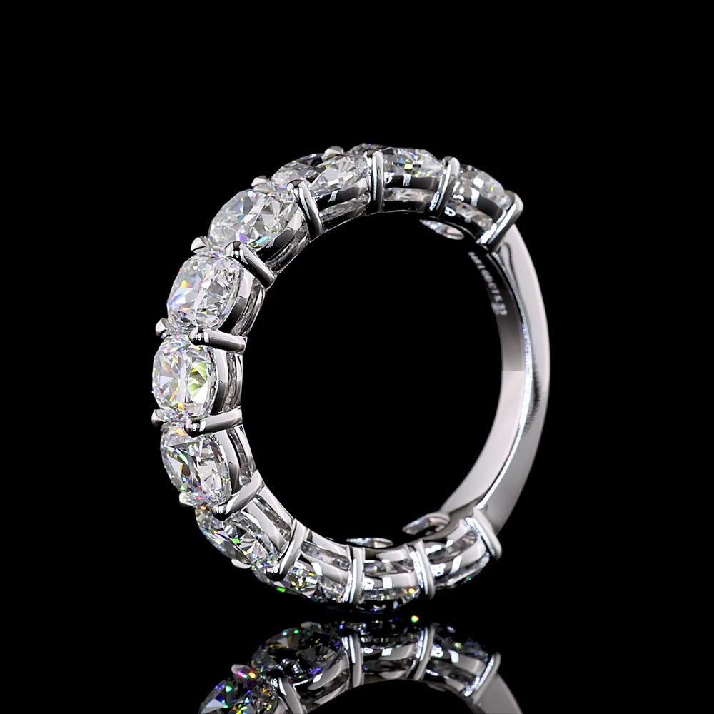14K White Gold 3/4 Eternity Band with North-South Cushion Brilliant Lab Diamonds - 5.12 Carats Total Diamond Weight - Covaloro Fine Jewelry