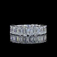 14K White Gold 3/4 Eternity Band with North-South Emerald Cut Lab Diamonds - 4.64 Carats Total Diamond Weight - Covaloro Fine Jewelry