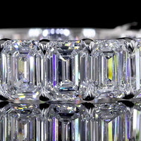 14K White Gold 3/4 Eternity Band with North-South Emerald Cut Lab Diamonds - 4.64 Carats Total Diamond Weight - Covaloro Fine Jewelry
