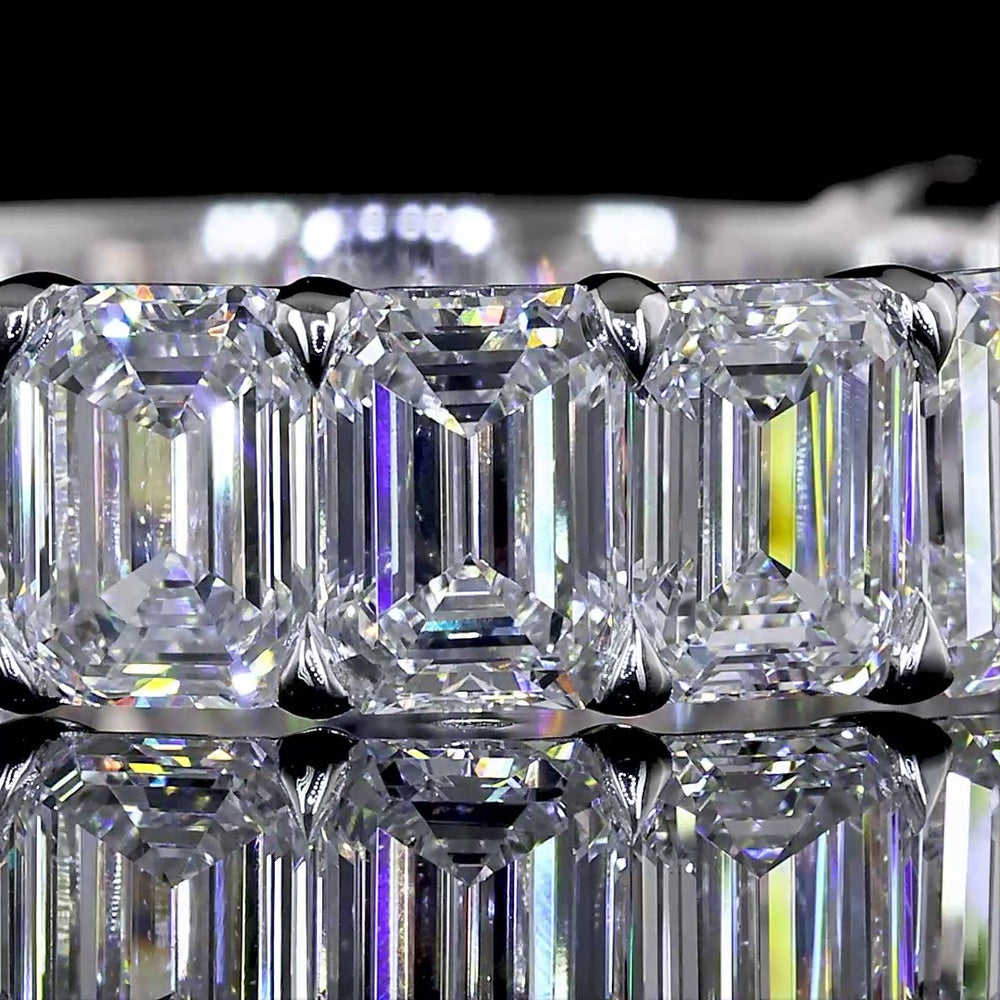 14K White Gold 3/4 Eternity Band with North-South Emerald Cut Lab Diamonds - 4.64 Carats Total Diamond Weight - Covaloro Fine Jewelry