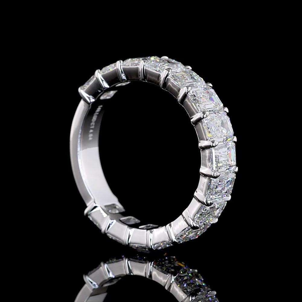 14K White Gold 3/4 Eternity Band with North-South Emerald Cut Lab Diamonds - 4.64 Carats Total Diamond Weight - Covaloro Fine Jewelry