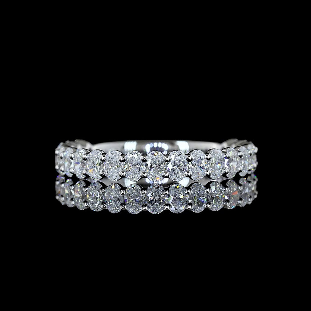 14K White Gold 3/4 Eternity Band with North-South Oval Cut Lab Diamonds - 1.07 Carat Total Weight, E-F Color VS Clarity - Covaloro Fine Jewelry