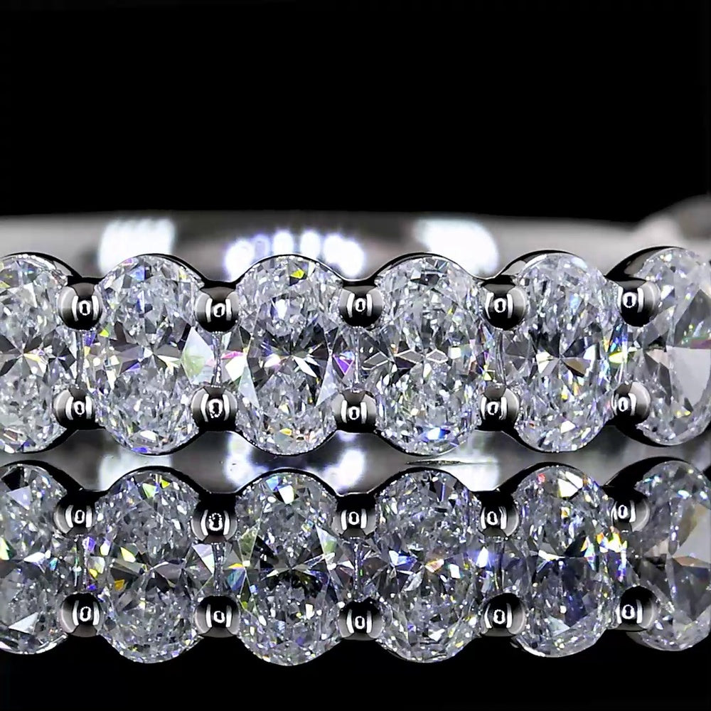 14K White Gold 3/4 Eternity Band with North-South Oval Cut Lab Diamonds - 1.07 Carat Total Weight, E-F Color VS Clarity - Covaloro Fine Jewelry