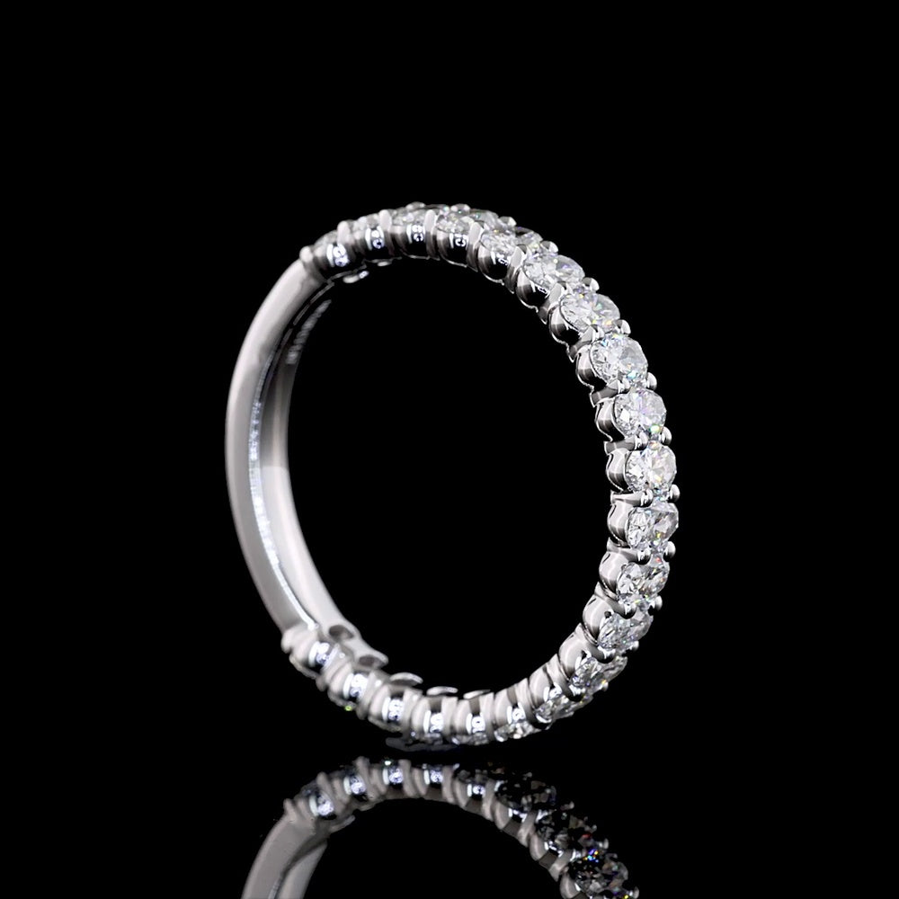 14K White Gold 3/4 Eternity Band with North-South Oval Cut Lab Diamonds - 1.07 Carat Total Weight, E-F Color VS Clarity - Covaloro Fine Jewelry