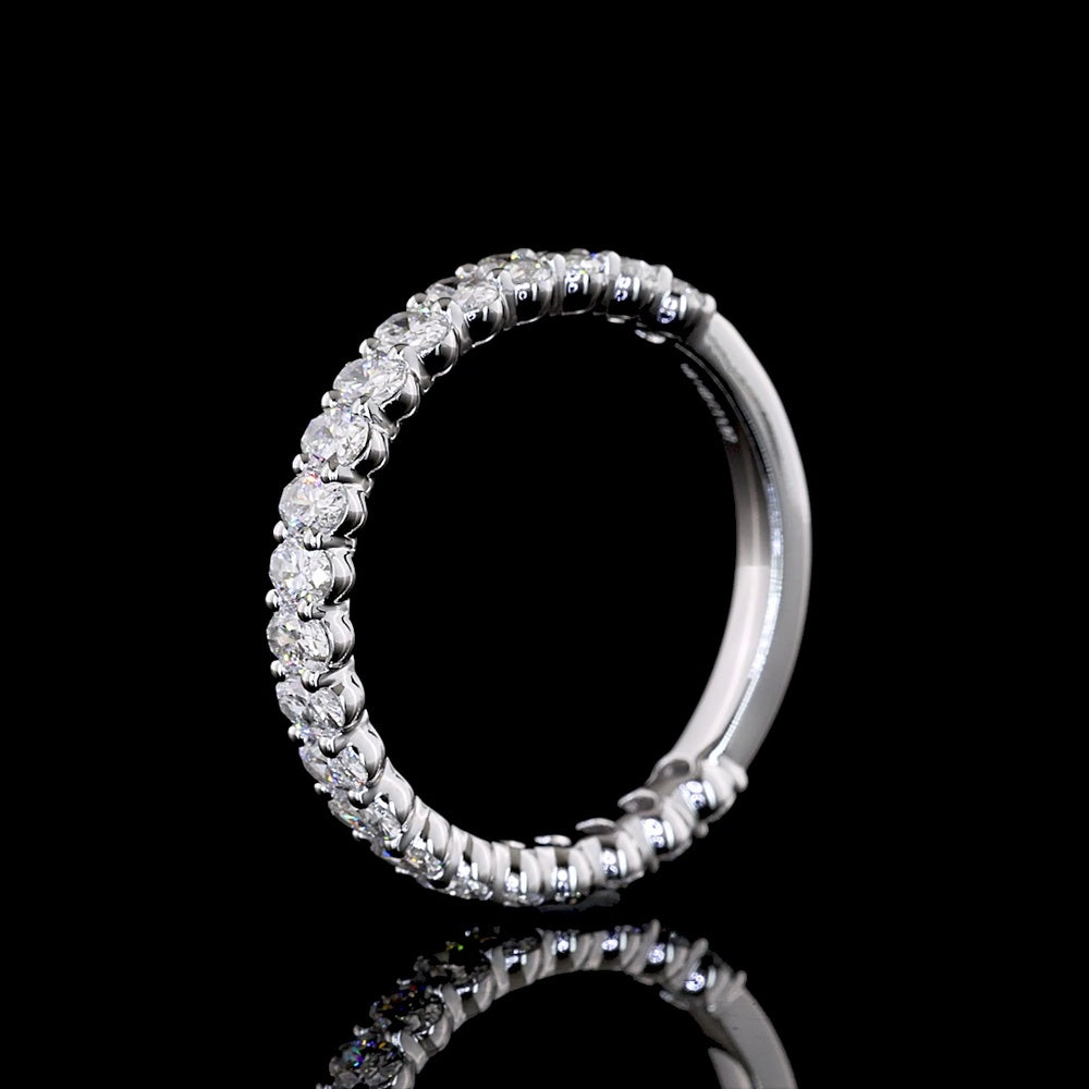14K White Gold 3/4 Eternity Band with North-South Oval Cut Lab Diamonds - 1.07 Carat Total Weight, E-F Color VS Clarity - Covaloro Fine Jewelry