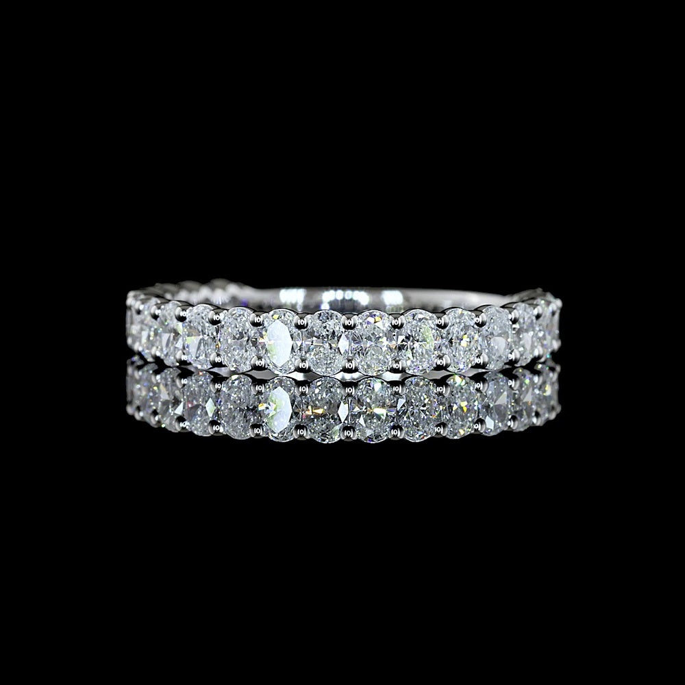 14K White Gold 3/4 Eternity Band with North-South Oval Cut Lab Diamonds - 1.12 Carats Total Diamond Weight (E-F, VS1) - Covaloro Fine Jewelry