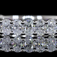 14K White Gold 3/4 Eternity Band with North-South Oval Cut Lab Diamonds - 1.12 Carats Total Diamond Weight (E-F, VS1) - Covaloro Fine Jewelry