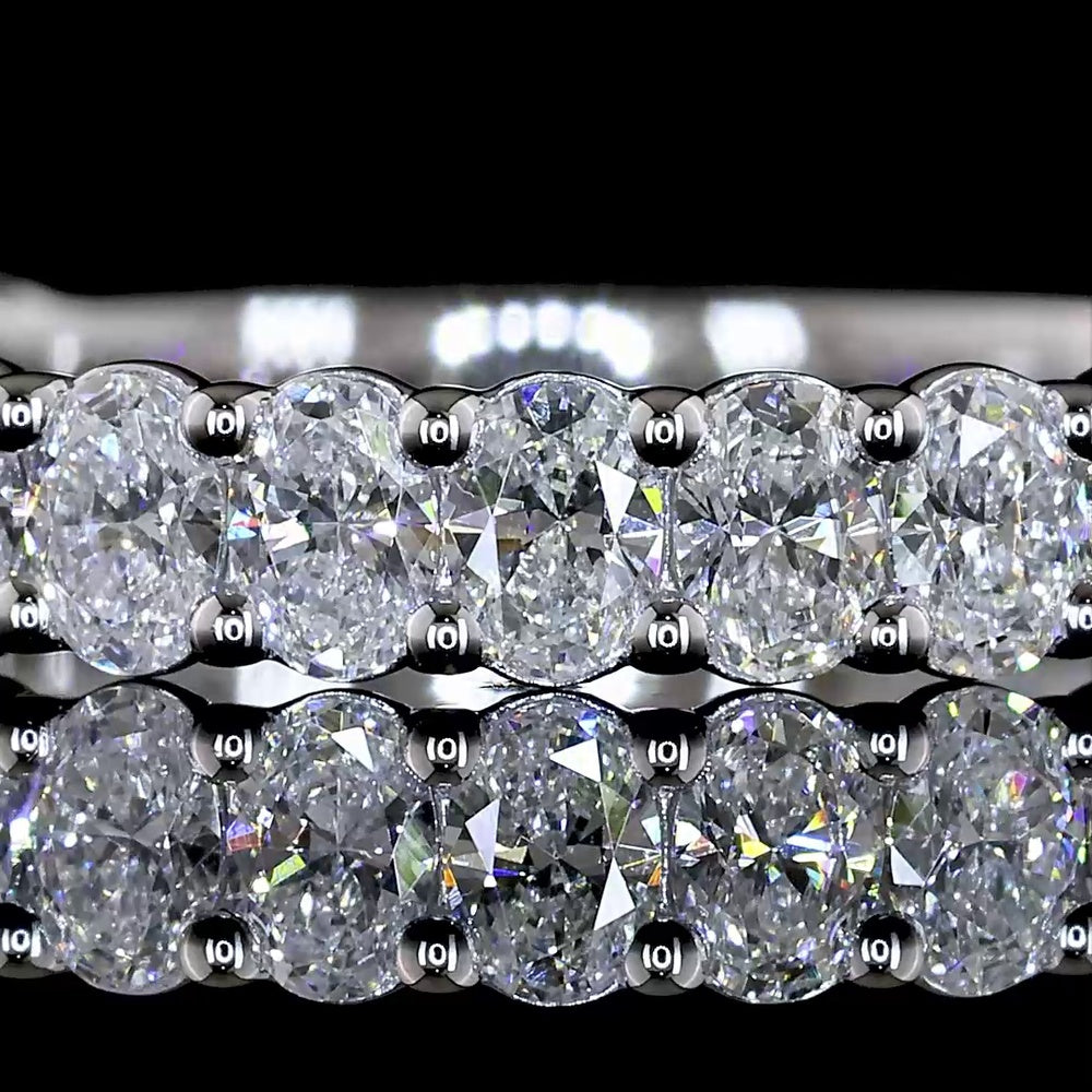 14K White Gold 3/4 Eternity Band with North-South Oval Cut Lab Diamonds - 1.12 Carats Total Diamond Weight (E-F, VS1) - Covaloro Fine Jewelry