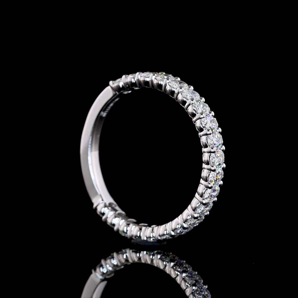 14K White Gold 3/4 Eternity Band with North-South Oval Cut Lab Diamonds - 1.12 Carats Total Diamond Weight (E-F, VS1) - Covaloro Fine Jewelry