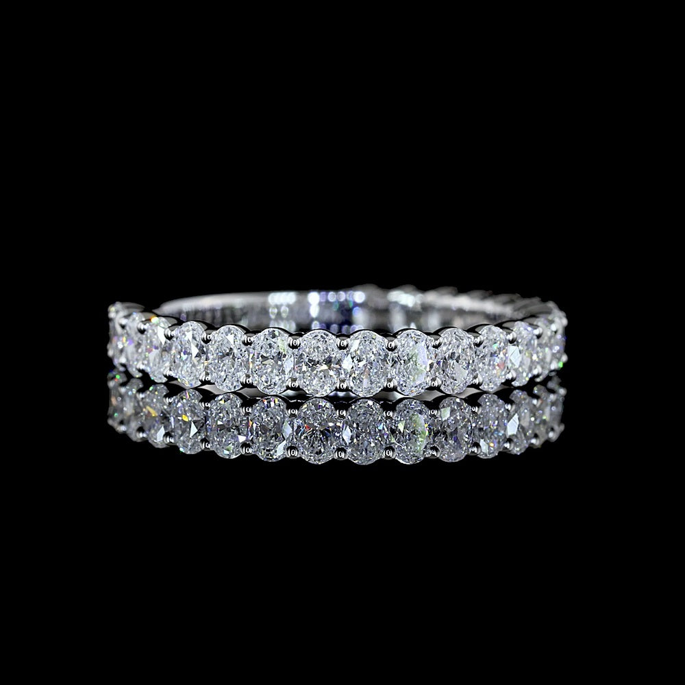 14K White Gold 3/4 Eternity Band with North-South Oval Cut Lab Diamonds - 1.17 Carat Total Weight, E-F Color, VS Clarity - Covaloro Fine Jewelry