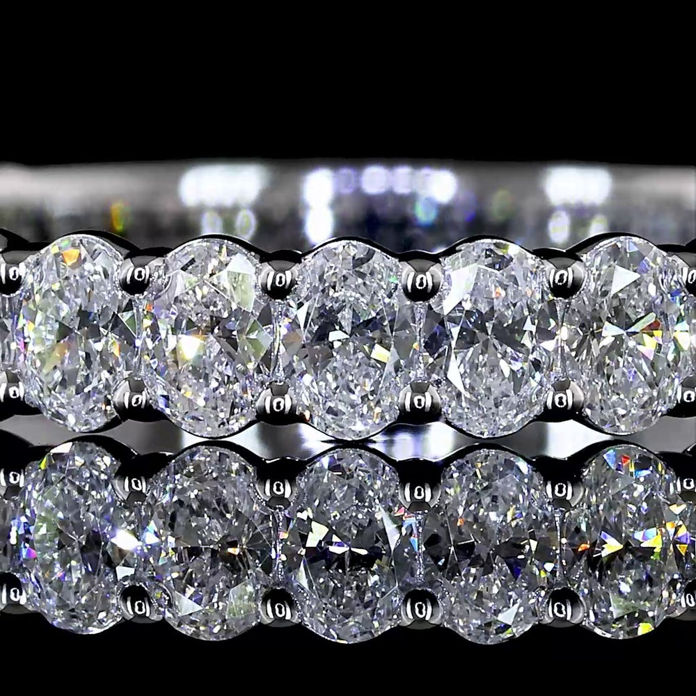 14K White Gold 3/4 Eternity Band with North-South Oval Cut Lab Diamonds - 1.17 Carat Total Weight, E-F Color, VS Clarity - Covaloro Fine Jewelry
