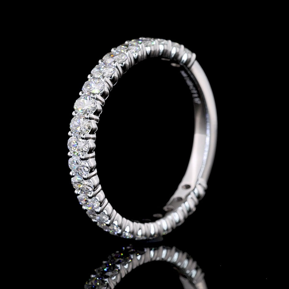 14K White Gold 3/4 Eternity Band with North-South Oval Cut Lab Diamonds - 1.17 Carat Total Weight, E-F Color, VS Clarity - Covaloro Fine Jewelry