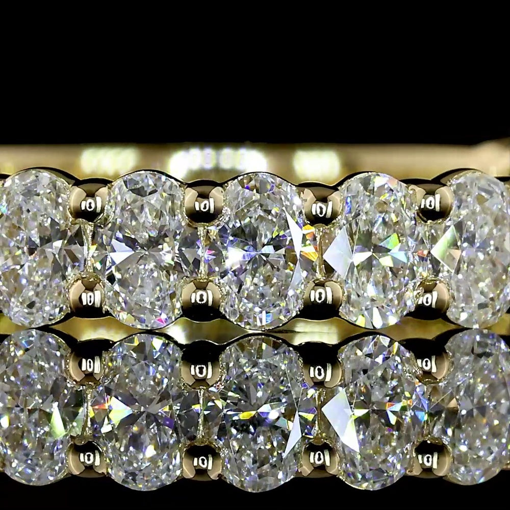 14K White Gold 3/4 Eternity Band with North-South Oval Lab Diamonds - 1.25 Carats Total Diamond Weight - Covaloro Fine Jewelry