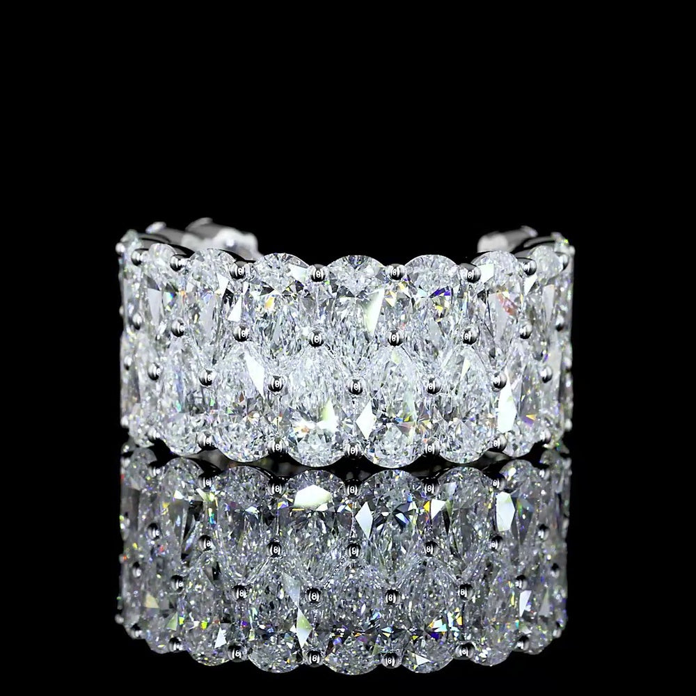 14K White Gold 3/4 Eternity Band with North-South Pear Shape Lab Diamonds - 7.87 Carats Total Diamond Weight - Covaloro Fine Jewelry
