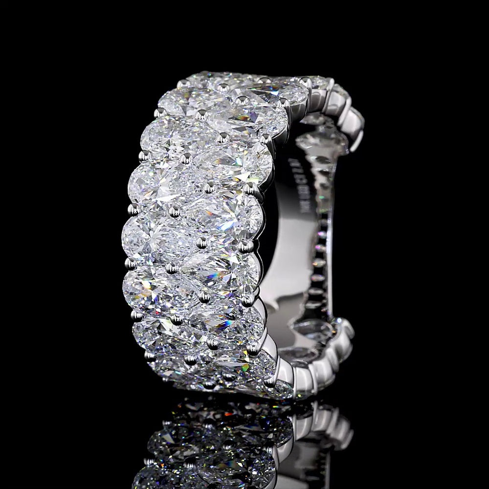 14K White Gold 3/4 Eternity Band with North-South Pear Shape Lab Diamonds - 7.87 Carats Total Diamond Weight - Covaloro Fine Jewelry
