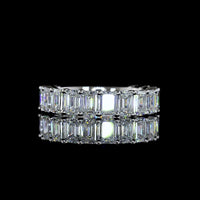 14K White Gold 3/4 Eternity Band with North-South Prong Set Emerald Cut Lab Diamonds - 3.08 Carat Total Weight - Covaloro Fine Jewelry