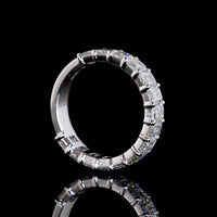14K White Gold 3/4 Eternity Band with North-South Prong Set Emerald Cut Lab Diamonds - 3.08 Carat Total Weight - Covaloro Fine Jewelry