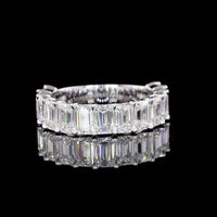 14K White Gold 3/4 Eternity Band with North-South Prong Set Emerald Cut Lab Diamonds - 3.82 Carat Total Weight - Covaloro Fine Jewelry