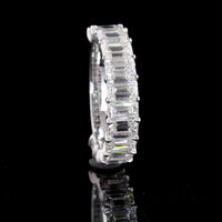 14K White Gold 3/4 Eternity Band with North-South Prong Set Emerald Cut Lab Diamonds - 3.82 Carat Total Weight - Covaloro Fine Jewelry