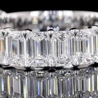 14K White Gold 3/4 Eternity Band with North-South Prong Set Emerald Cut Lab Diamonds - 3.82 Carat Total Weight - Covaloro Fine Jewelry