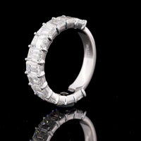 14K White Gold 3/4 Eternity Band with North-South Prong Set Emerald Cut Lab Diamonds - 3.82 Carat Total Weight - Covaloro Fine Jewelry