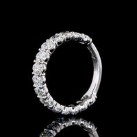 14K White Gold 3/4 Eternity Band with North-South Prong Set Oval Cut Lab Diamonds - 2.21 Carats Total Diamond Weight - Covaloro Fine Jewelry