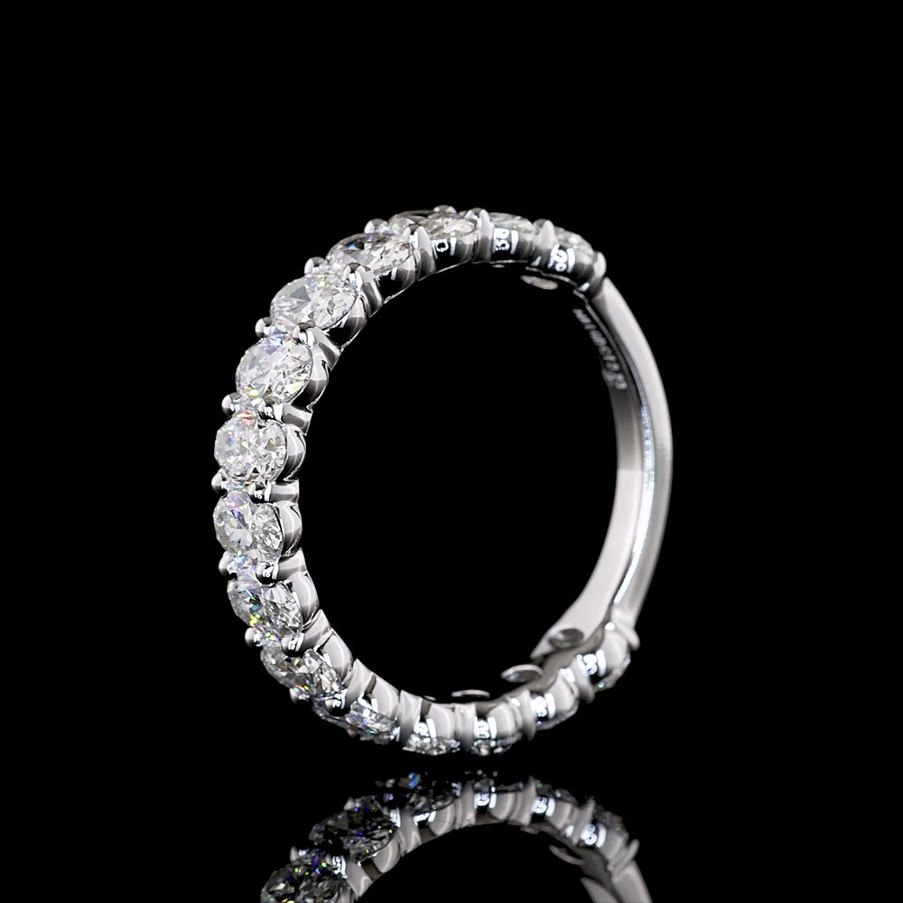 14K White Gold 3/4 Eternity Band with North-South Prong Set Oval Cut Lab Diamonds - 2.21 Carats Total Diamond Weight - Covaloro Fine Jewelry