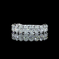 14K White Gold 3/4 Eternity Band with North-South Prong Set Oval Cut Lab Diamonds - 2.21 Carats Total Diamond Weight - Covaloro Fine Jewelry