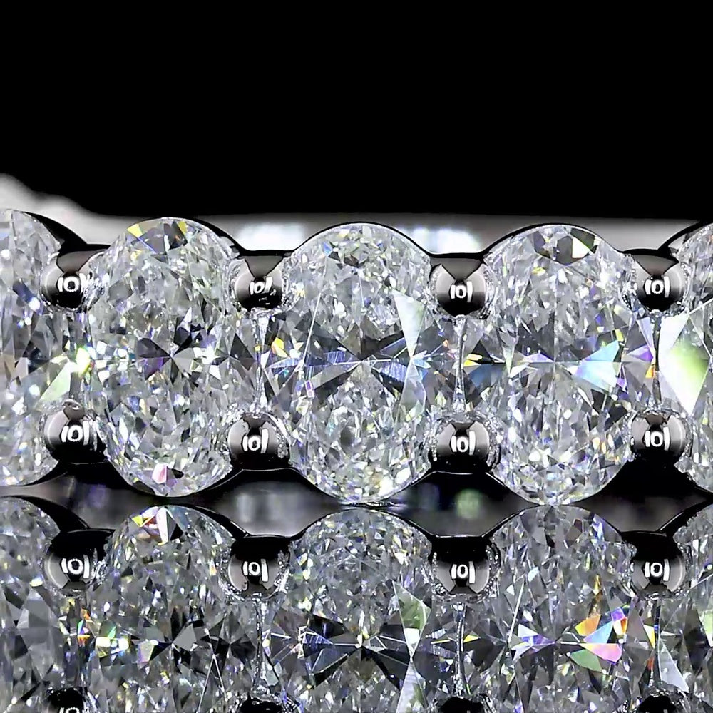 14K White Gold 3/4 Eternity Band with North-South Prong Set Oval Cut Lab Diamonds - 2.21 Carats Total Diamond Weight - Covaloro Fine Jewelry