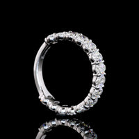 14K White Gold 3/4 Eternity Band with North-South Prong Set Oval Cut Lab Diamonds - 2.21 Carats Total Diamond Weight - Covaloro Fine Jewelry