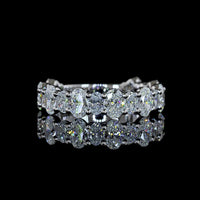 14K White Gold 3/4 Eternity Band with North-South Prong Set Oval Cut Lab Diamonds - 2.6 Carat Total Weight, E-F Color, VS Clarity - Covaloro Fine Jewelry
