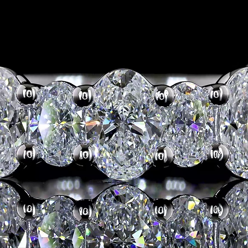 14K White Gold 3/4 Eternity Band with North-South Prong Set Oval Cut Lab Diamonds - 2.6 Carat Total Weight, E-F Color, VS Clarity - Covaloro Fine Jewelry