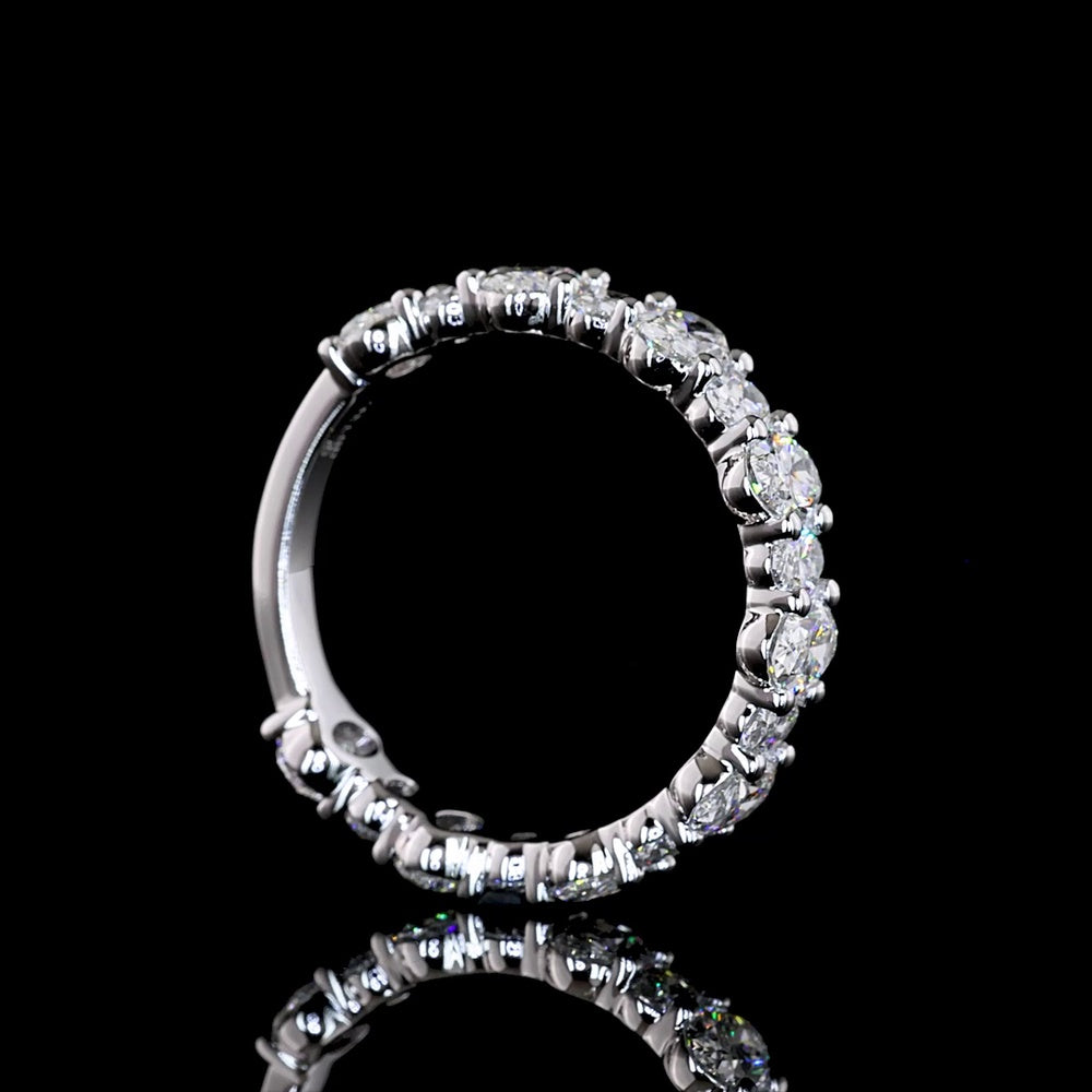 14K White Gold 3/4 Eternity Band with North-South Prong Set Oval Cut Lab Diamonds - 2.6 Carat Total Weight, E-F Color, VS Clarity - Covaloro Fine Jewelry