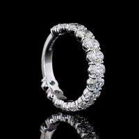 14K White Gold 3/4 Eternity Band with North-South Prong Set Oval Cut Lab Diamonds - 2.93 Carat Total Diamond Weight - Covaloro Fine Jewelry