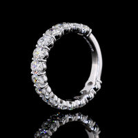 14K White Gold 3/4 Eternity Band with North-South Prong Set Oval Cut Lab Diamonds - 2.93 Carat Total Diamond Weight - Covaloro Fine Jewelry