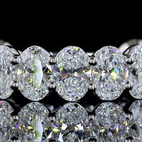 14K White Gold 3/4 Eternity Band with North-South Prong Set Oval Cut Lab Diamonds - 3.77 Carat Total Weight, E-F Color VS Clarity - Covaloro Fine Jewelry