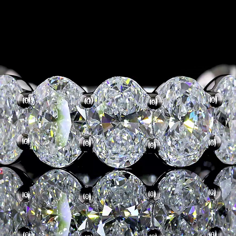14K White Gold 3/4 Eternity Band with North-South Prong Set Oval Cut Lab Diamonds - 3.77 Carat Total Weight, E-F Color VS Clarity - Covaloro Fine Jewelry