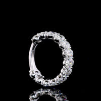 14K White Gold 3/4 Eternity Band with North-South Prong Set Oval Cut Lab Diamonds - 3.77 Carat Total Weight, E-F Color VS Clarity - Covaloro Fine Jewelry