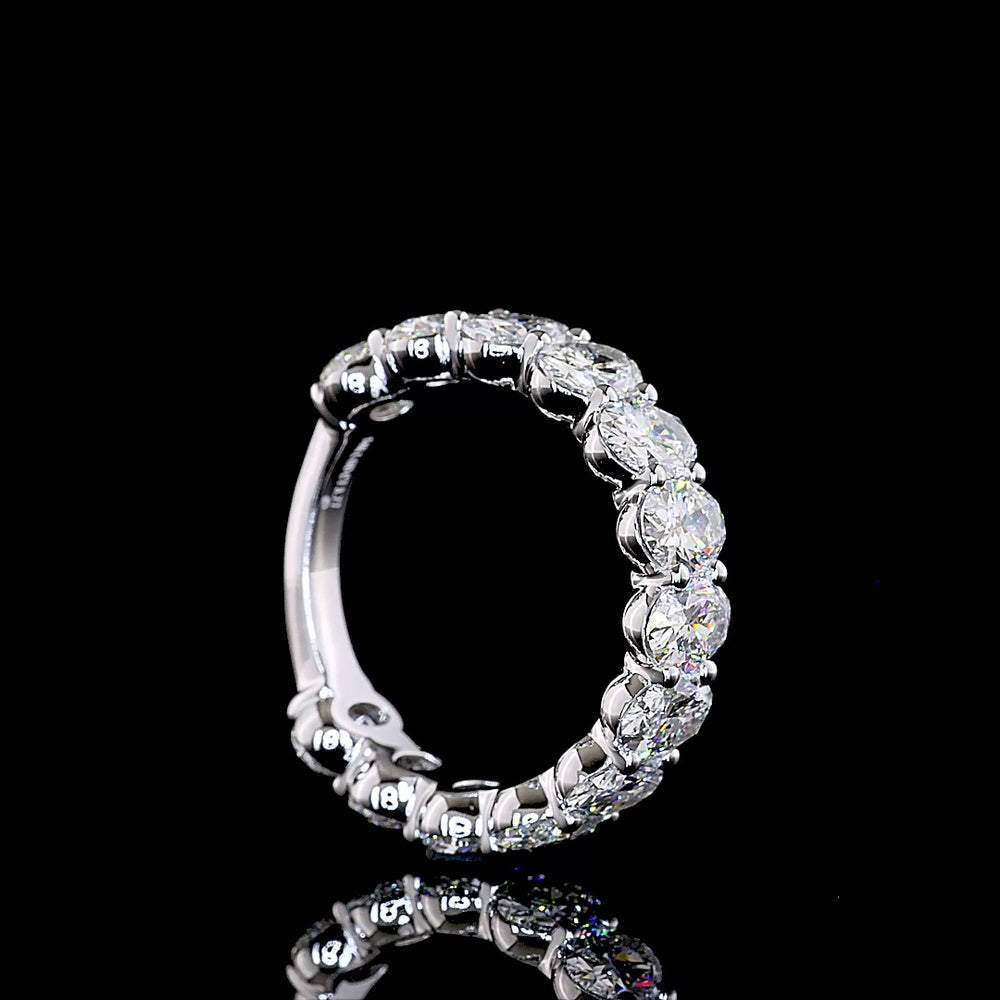14K White Gold 3/4 Eternity Band with North-South Prong Set Oval Cut Lab Diamonds - 3.77 Carat Total Weight, E-F Color VS Clarity - Covaloro Fine Jewelry